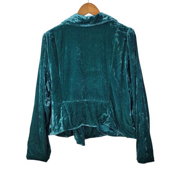 Torrid Green Crushed Velvet Moto Jacket Plus Size 2 2X 18/20 Waist Full Zip Alt - Picture 5 of 7
